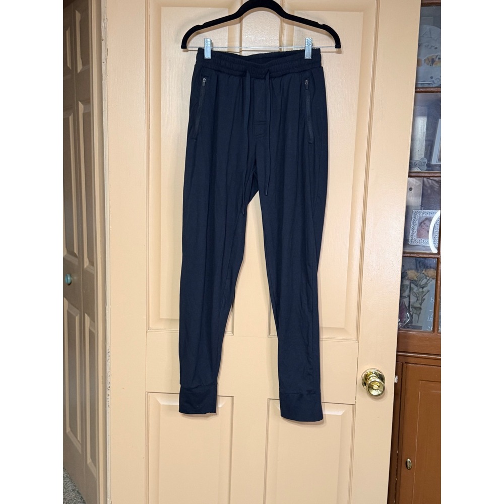 LEG3ND Mens Athletic Jogger Pants‎ Black Drawstring Zipper Pockets Small